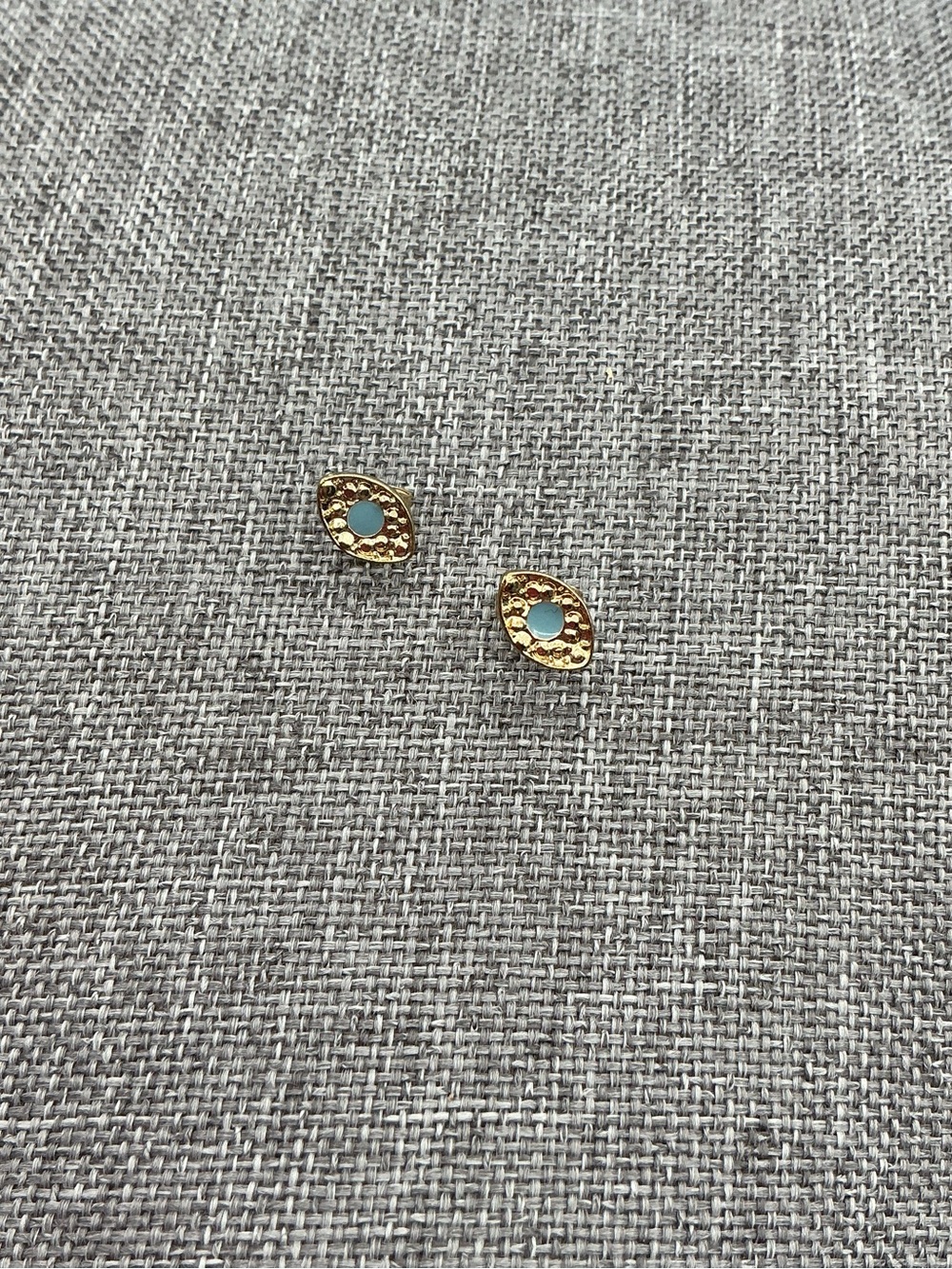 Gold Tone and Turquoise Color Evil Eye Stud Earrings